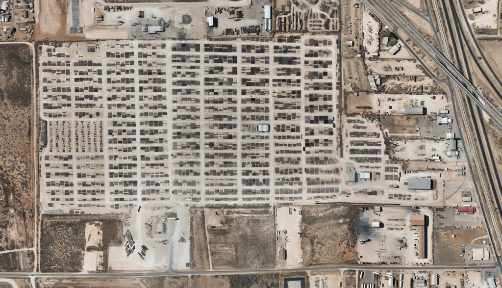 Drone picture of TerraTech's Midland OCTG trucking yard